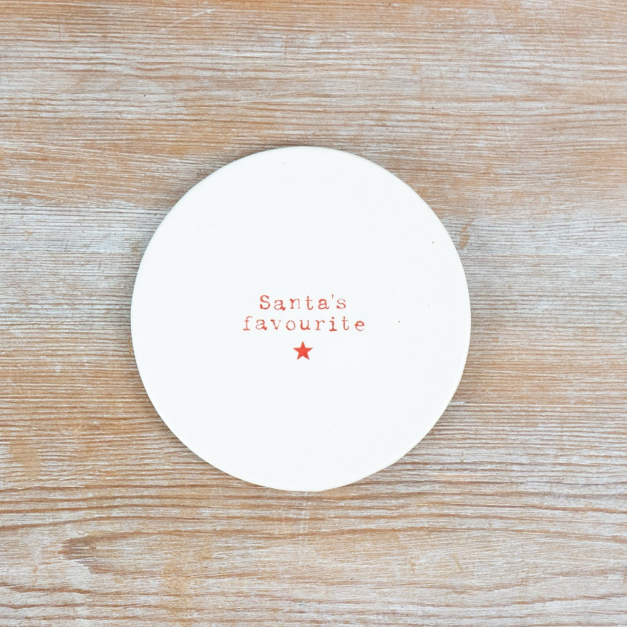 Santa's Favourite Christmas Coaster, 10cm