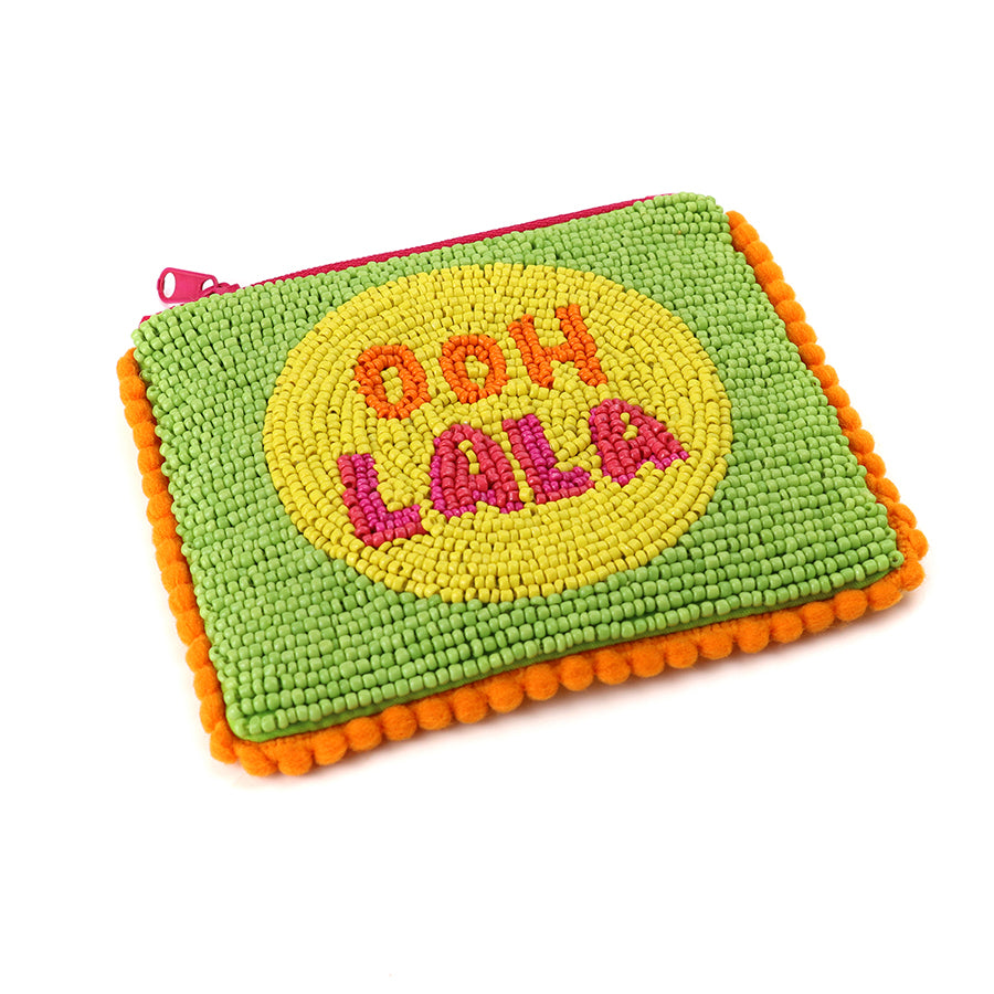 Lime beaded ooh la la purse
