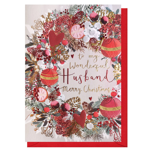 Husband Wreath Christmas Card | Holiday Card | Seasonal Card