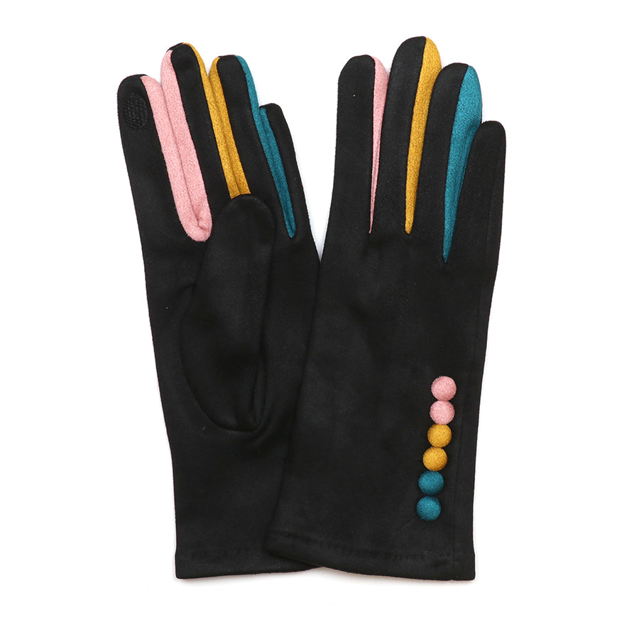 Frida black multi faux suede formal gloves