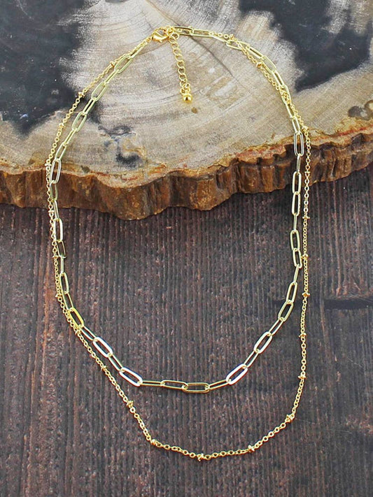 Double Strand Gold Plated Necklace