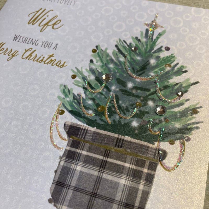 Wife Christmas Card - White Cotton Cards