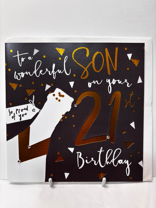 21st Son Birthday Card - H&G