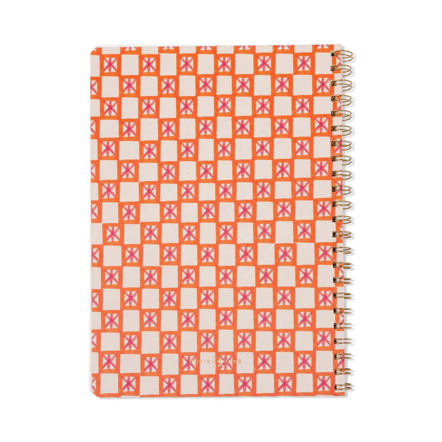 A4 Twin Wire Notebook - Orange Check