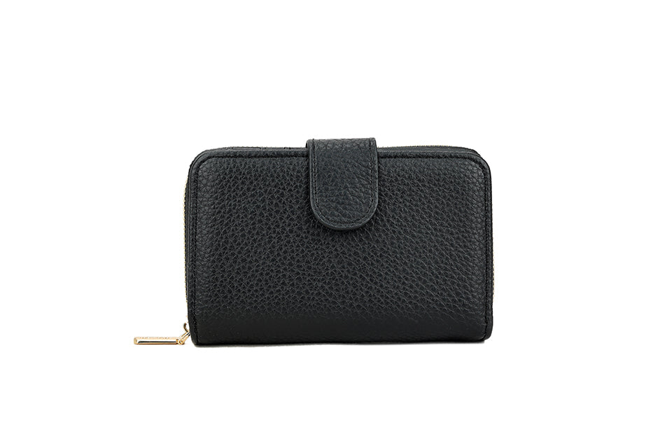 Small Purse with Card Slots, Coin Compartment, and Notes Space - Black
