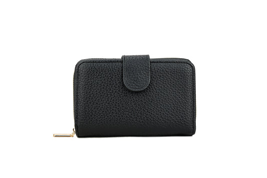 Small Purse with Card Slots, Coin Compartment, and Notes Space - Black