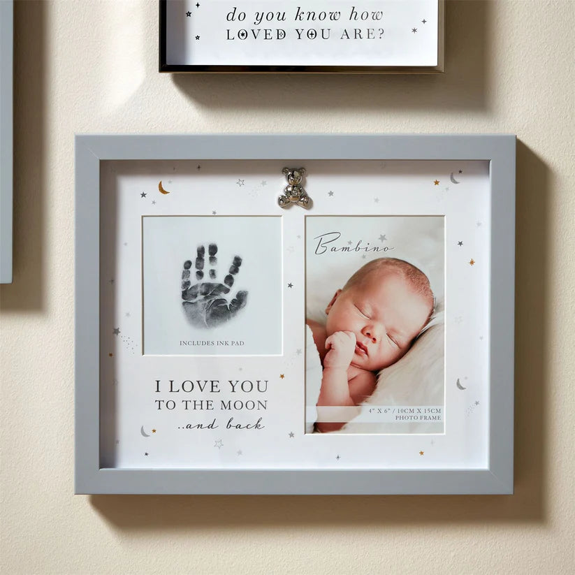 Baby Handprint Photo Frame – 'I Love You to the Moon and Back' – Ink Pad Included
