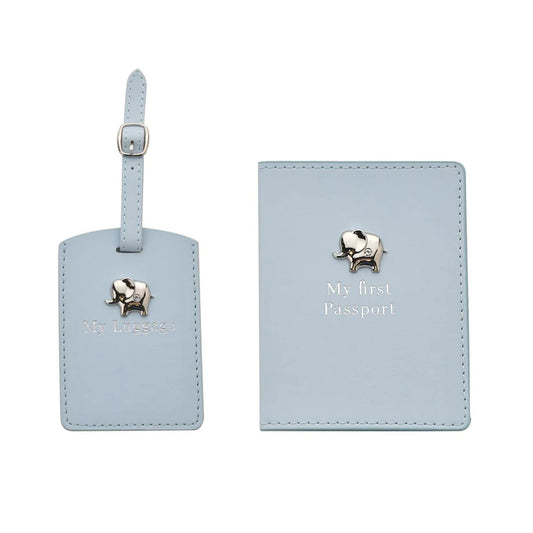 Baby Blue Passport Holder & Luggage Tag Set