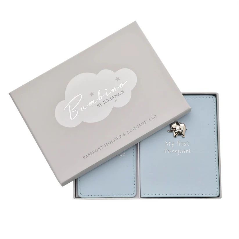 Baby Blue Passport Holder & Luggage Tag Set