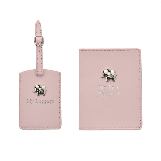 Baby Pink Passport Holder & Luggage Tag Set