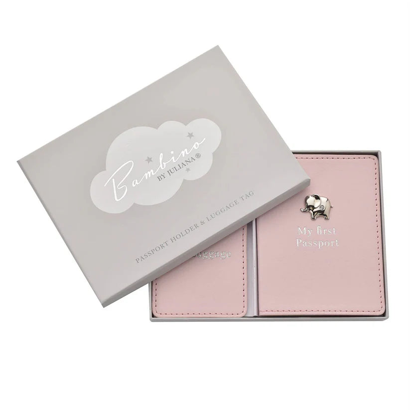 Baby Pink Passport Holder & Luggage Tag Set