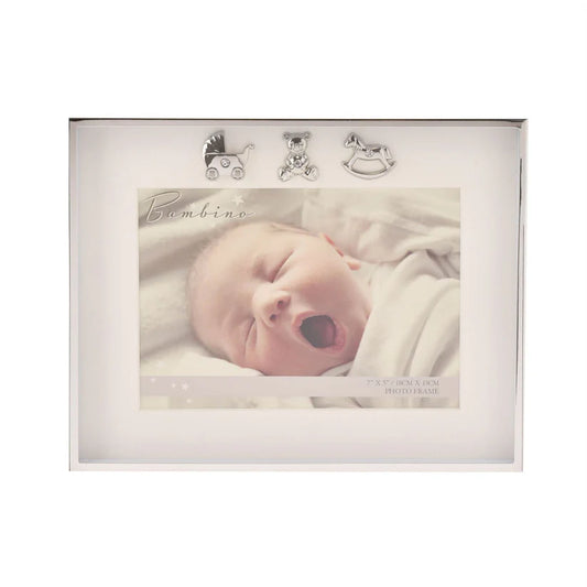 Silver Plated Baby Photo Frame with Crystal Icons