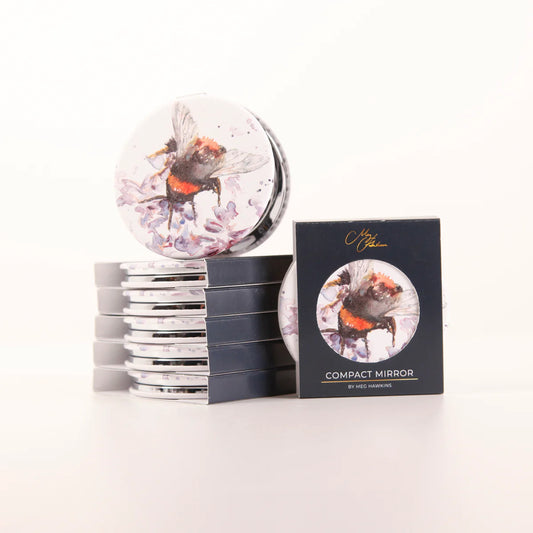 Bee on Heather Compact Mirror – Elegant Handbag-Sized Mirror