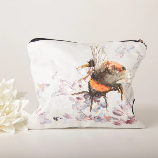Bee on Heather Cotton Cosmetic Bag