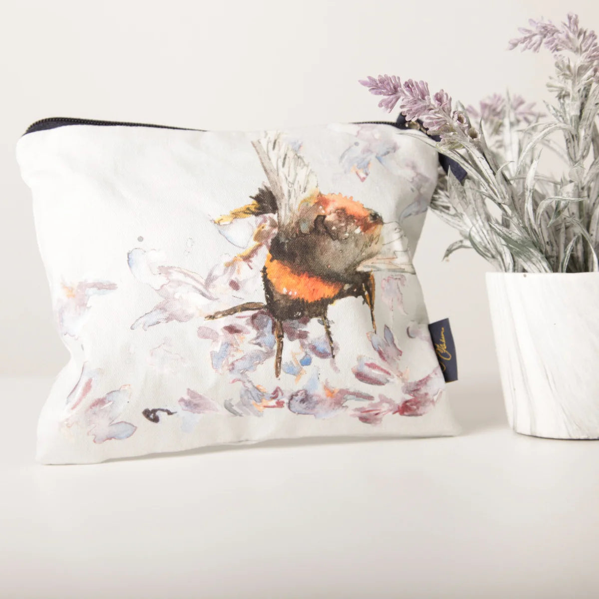 Bee on Heather Cotton Cosmetic Bag