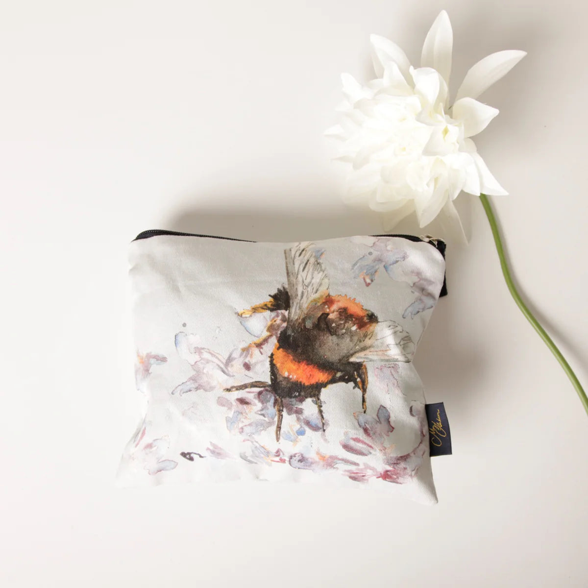 Bee on Heather Cotton Cosmetic Bag