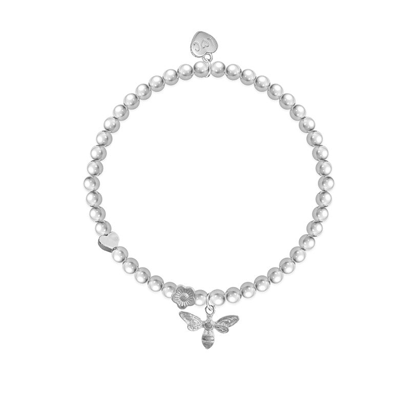 Best Friend Silver Heart Beaded Bracelet - Life Charms Jewellery