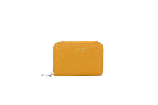 Slim Faux Pebbled Leather Card Purse - Yellow
