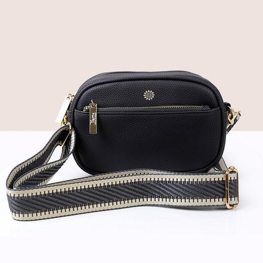 Charcoal Vegan Leather Crossbody Camera Bag