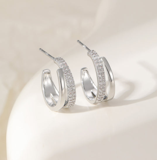 Crystal Embellished Hoop Earrings