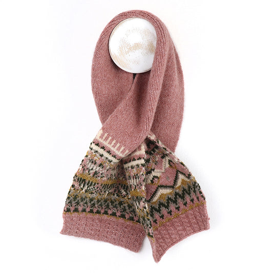 Dusky Pink Fair Isle Pull Through Scarf