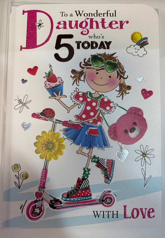 Daughter Birthday Card Age 5 - Jonny Javelin