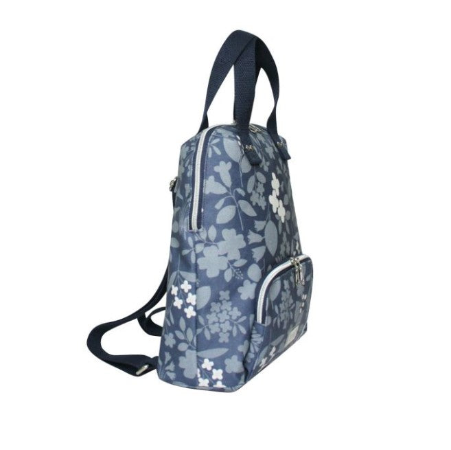 Earth Squared Oil Cloth Backpack - Blue Flower