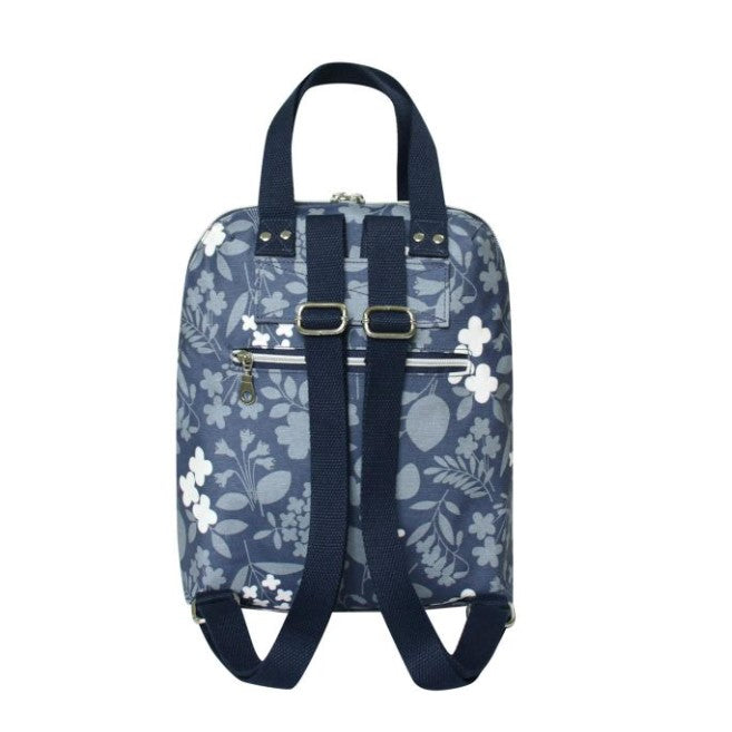 Earth Squared Oil Cloth Backpack - Blue Flower