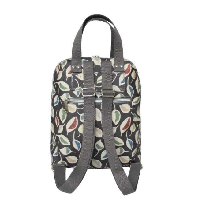 Earth Squared Oil Cloth Backpack - Grey Leaf