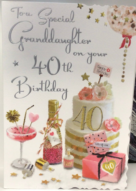 Granddaughter 40th Birthday Card - Jonny javelin