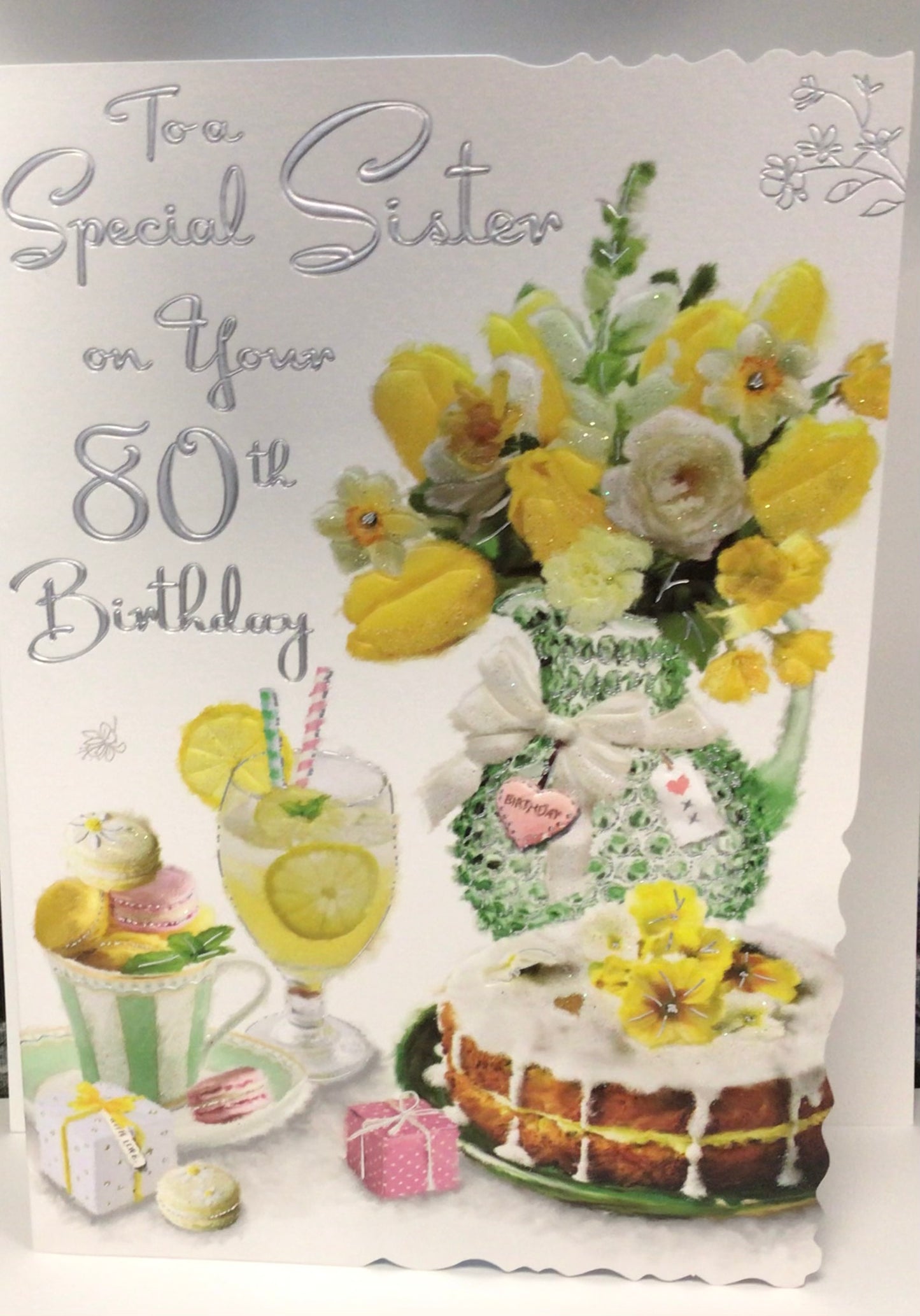 80th birthday card - sister - Jonny Javelin- velvet
