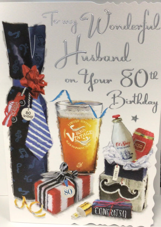 80th birthday card - husband - Jonny javelin