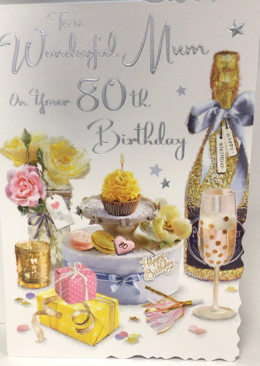80th Birthday card - Mum - Jonny Javelin- velvet