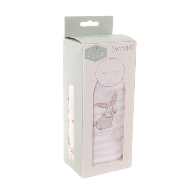 Bunny Luxe Baby Swaddle by Ziggle: Soft Cotton Wrap for Cosy Comfort