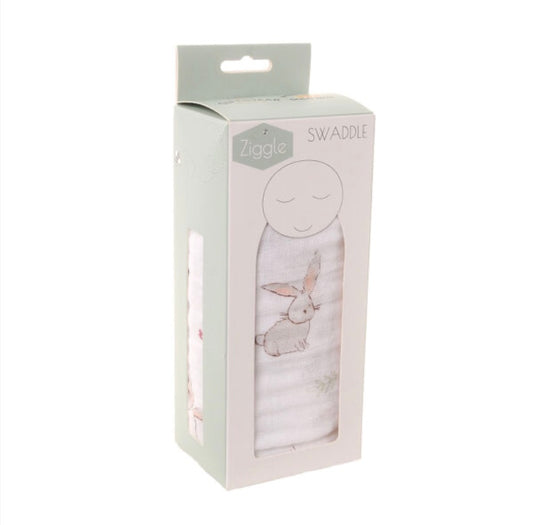 Bunny Luxe Baby Swaddle by Ziggle: Soft Cotton Wrap for Cosy Comfort