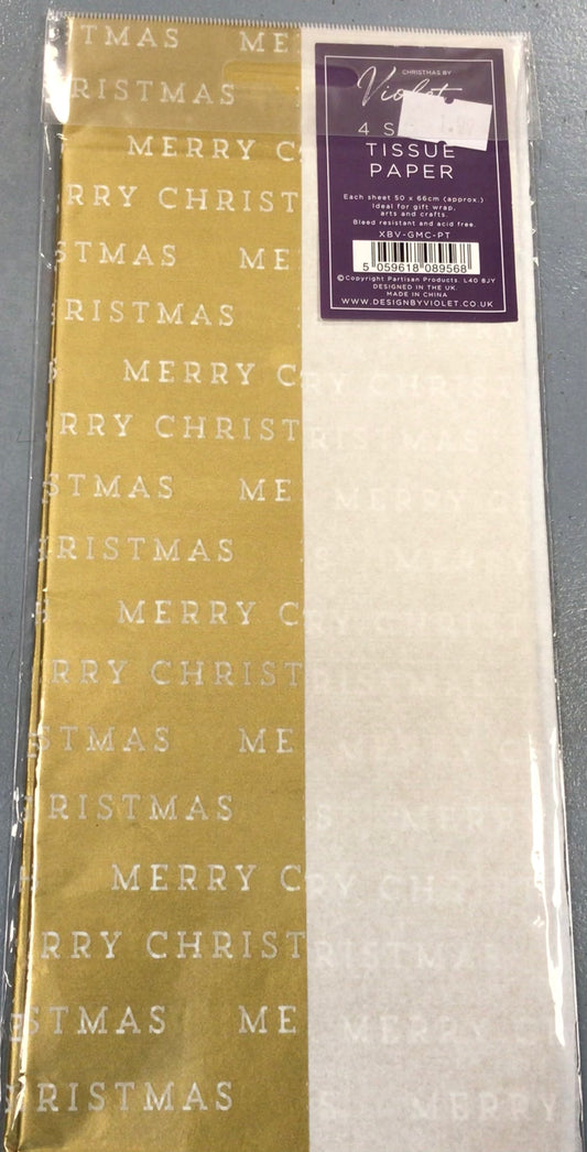 Christmas Tissue Paper - Gold - Violet