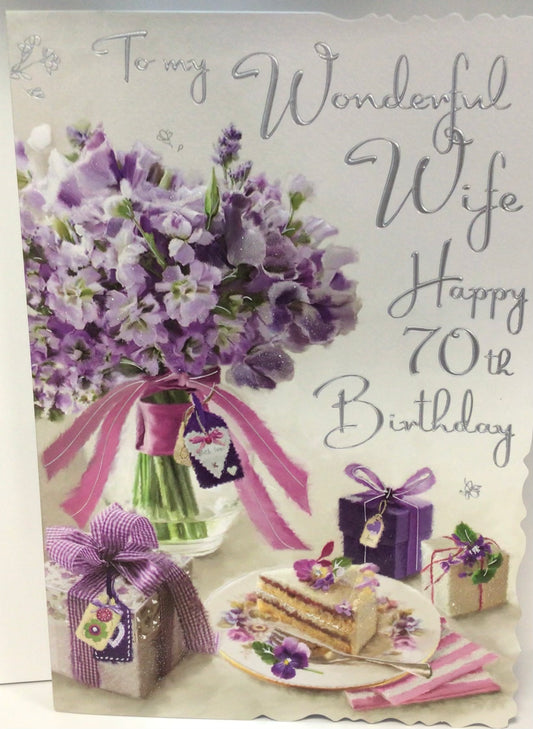 70th Birthday Wife Card - Jonny Javelin - Velvet