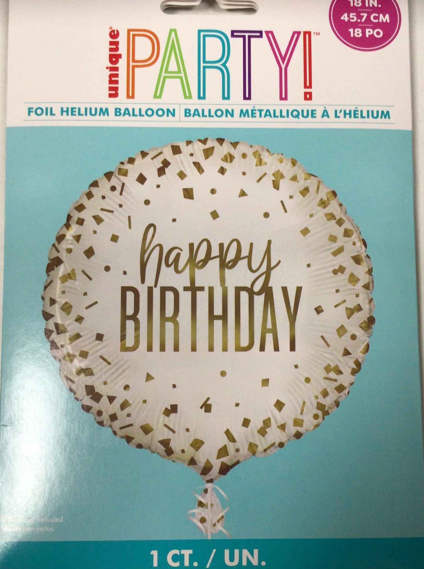 18” cream and gold “happy birthday” foil round shaped balloon