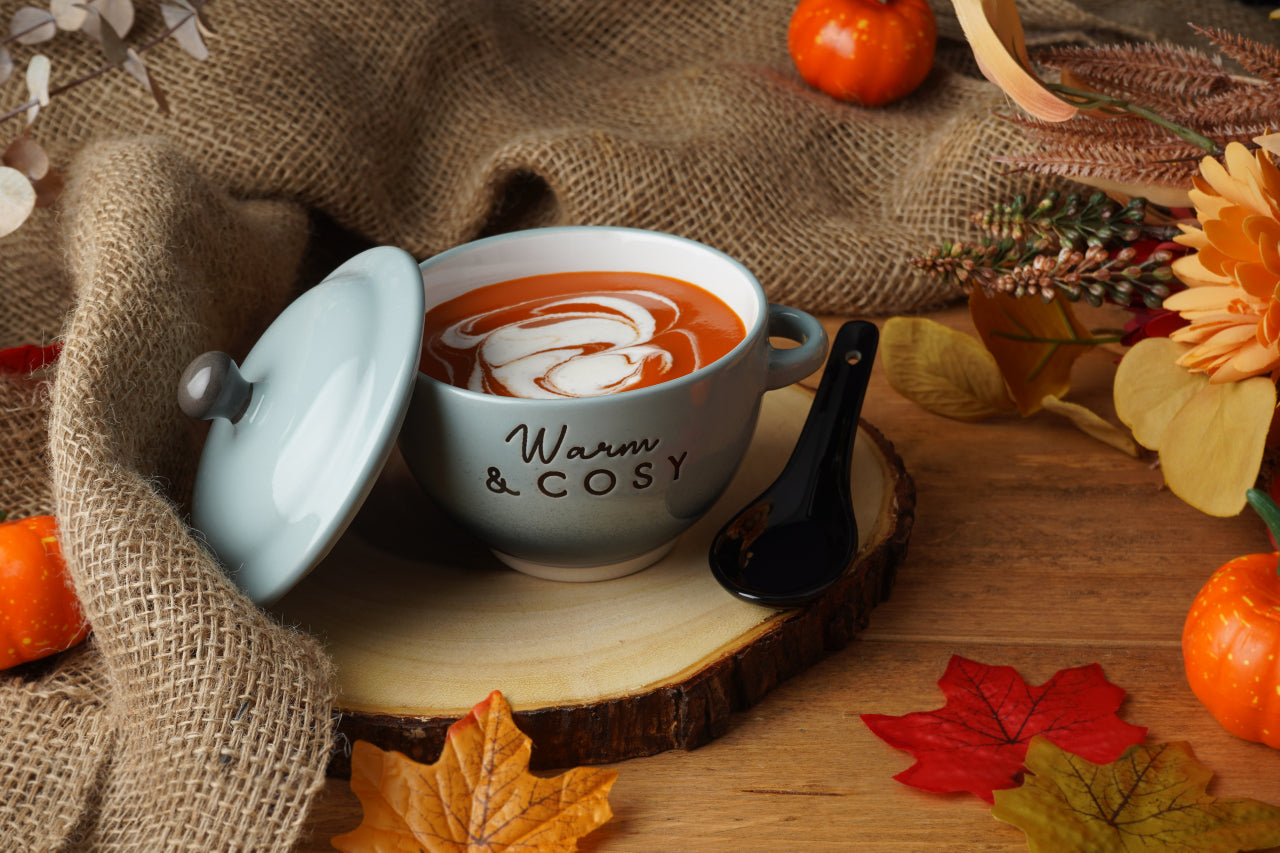 Warm & Cosy Stoneware Soup Bowl with Spoon