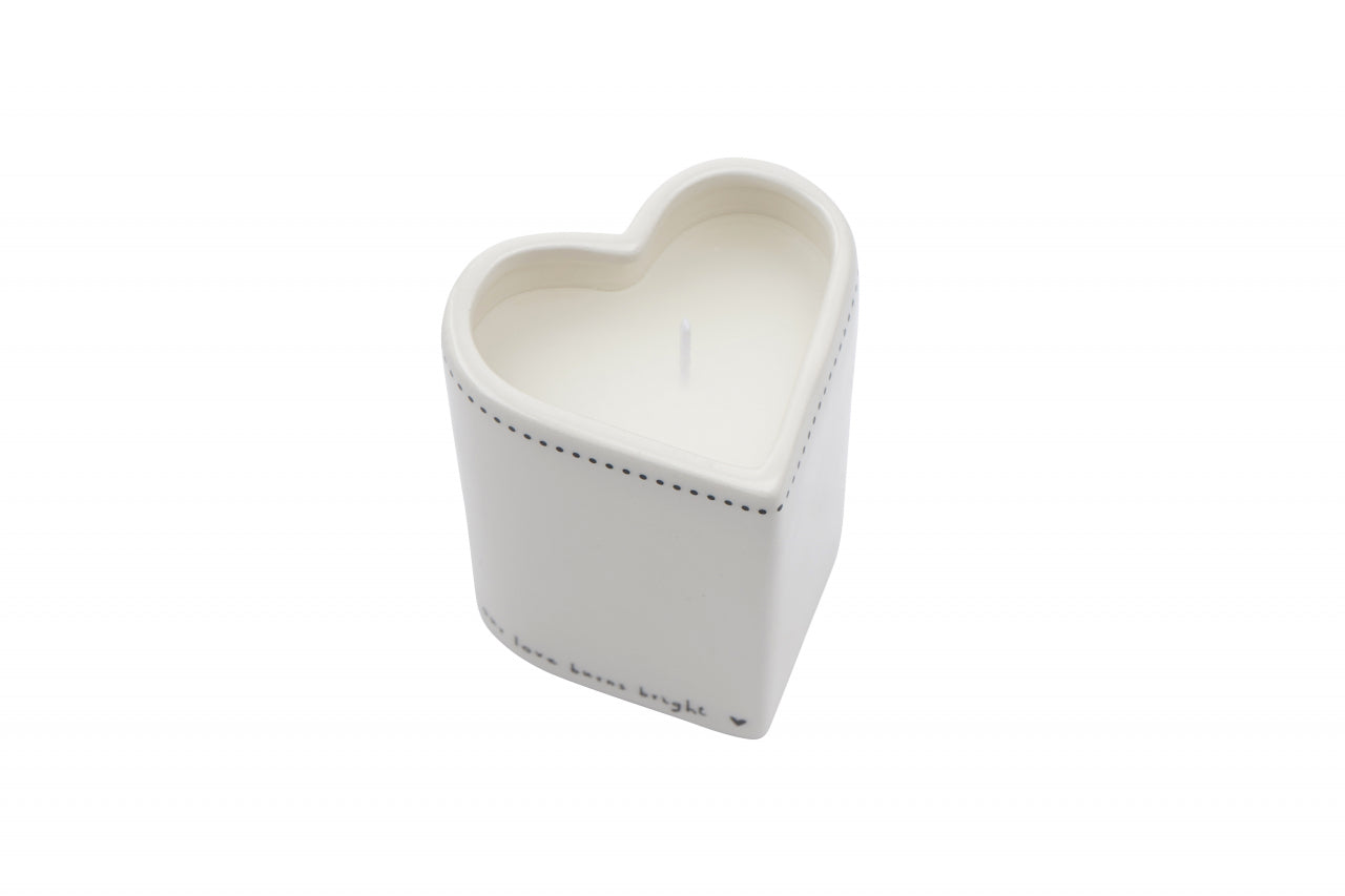 Heart Shaped Vanilla Candle – Ceramic Gift with “Our Love Burns Bright” Inscription