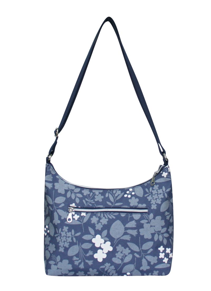 Earth Squared Oil Cloth Hobo Bag - Blue Flower