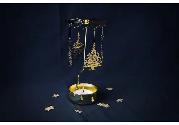Gold Christmas Tree Tealight Spinner