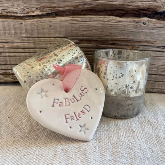 Handmade Hanging Ceramic Decoration with Thoughtful Message - Fabulous Friend