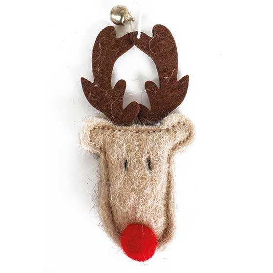 Hanging Fabric/Wool Reindeer Head Decoration