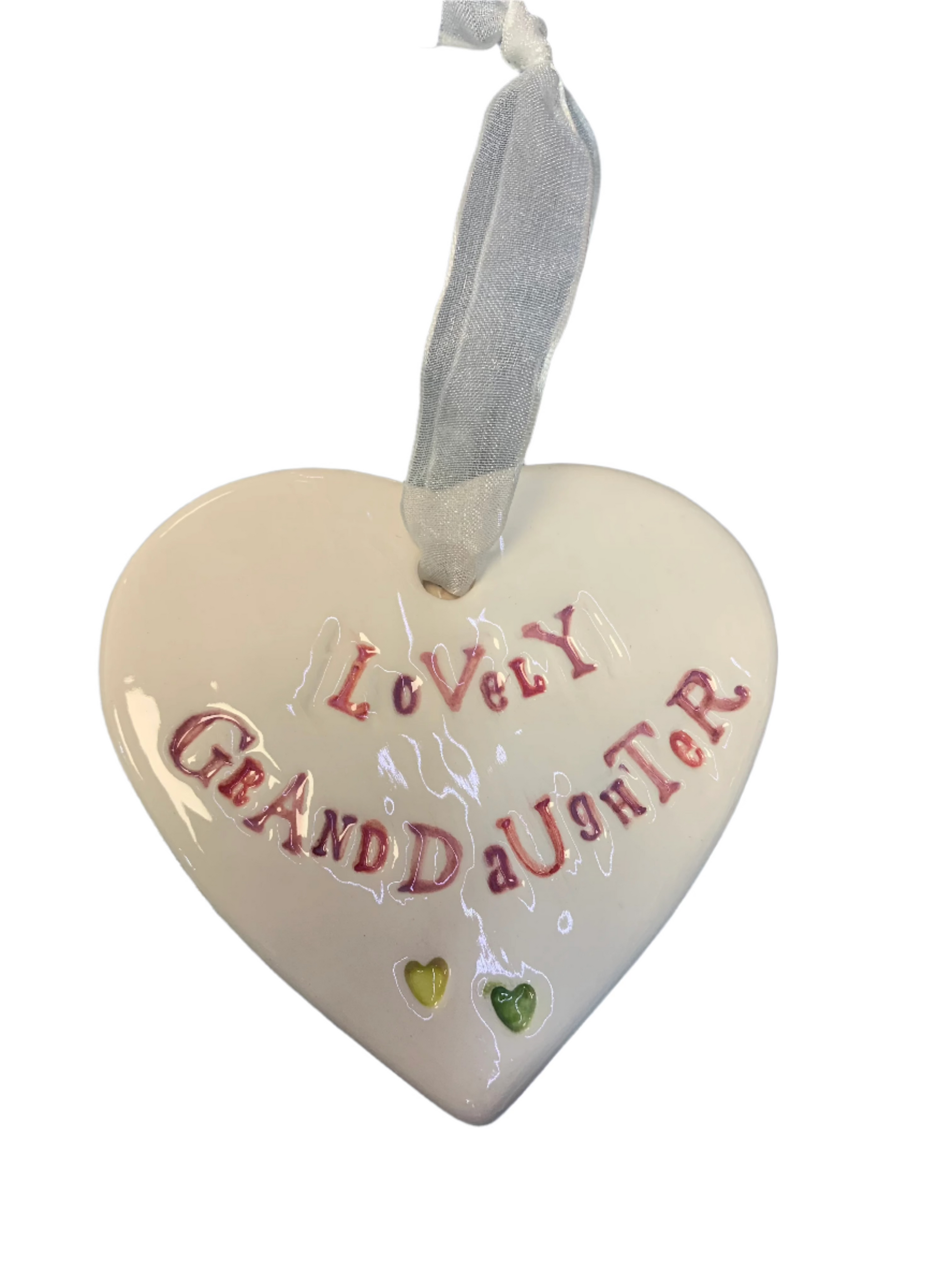 Hanging Ceramic Heart - Lovely Granddaughter
