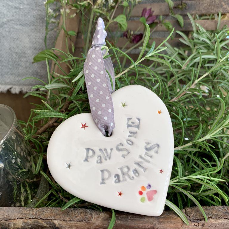 Pawsome Parents - Handmade Hanging Ceramic Heart