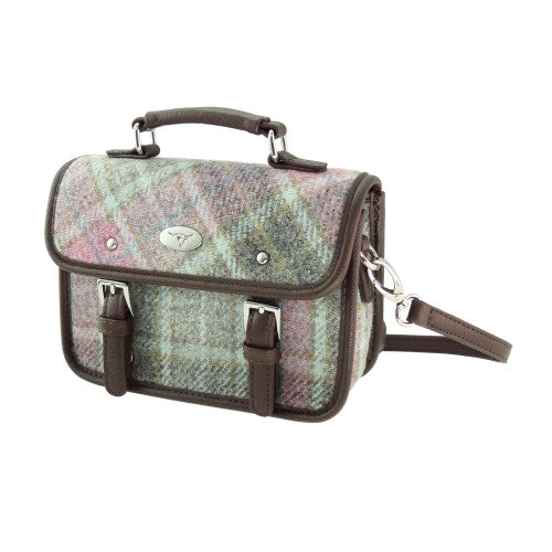 Harris Tweed ‘Bervie’ Mini Satchel – Soft Pink Buchanan Tartan