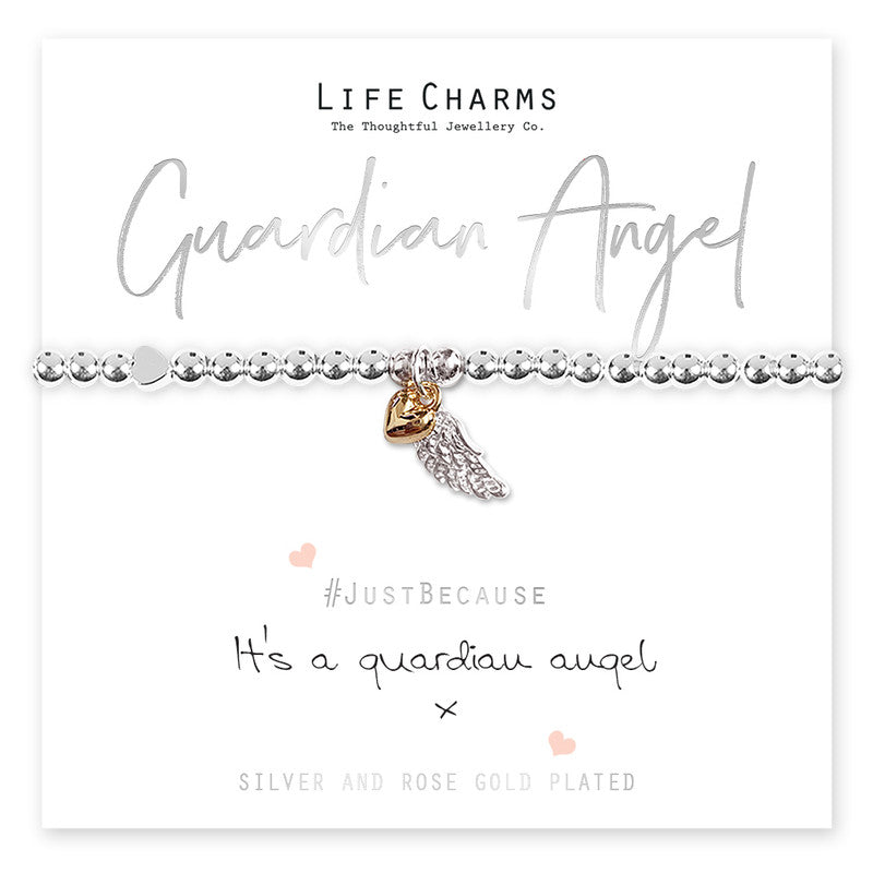 Guardian Angel Silver Stretch Bracelet - Life Charms Jewellery. Available at Sweet P, Burnside, Glasgow