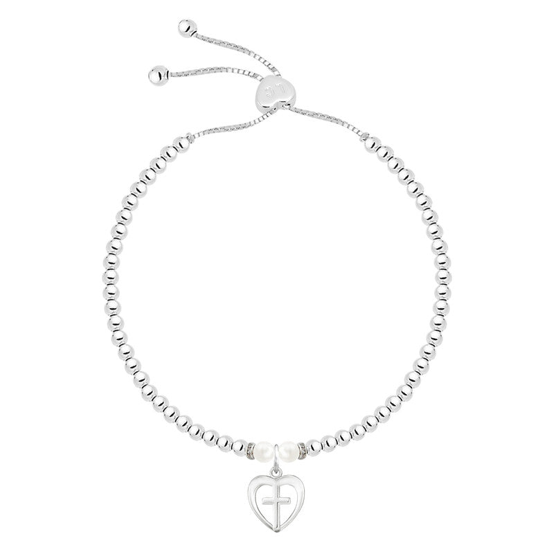 Confirmation Day Silver Heart Beaded Bracelet - Life Charms Jewellery. Available at Sweet P, Burnside, Glasgow
