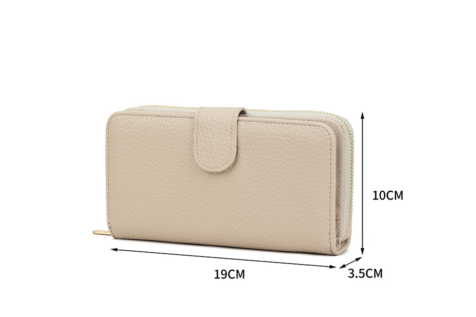 Large Purse with Card Slots, Coin Compartment, and Notes Space - Beige